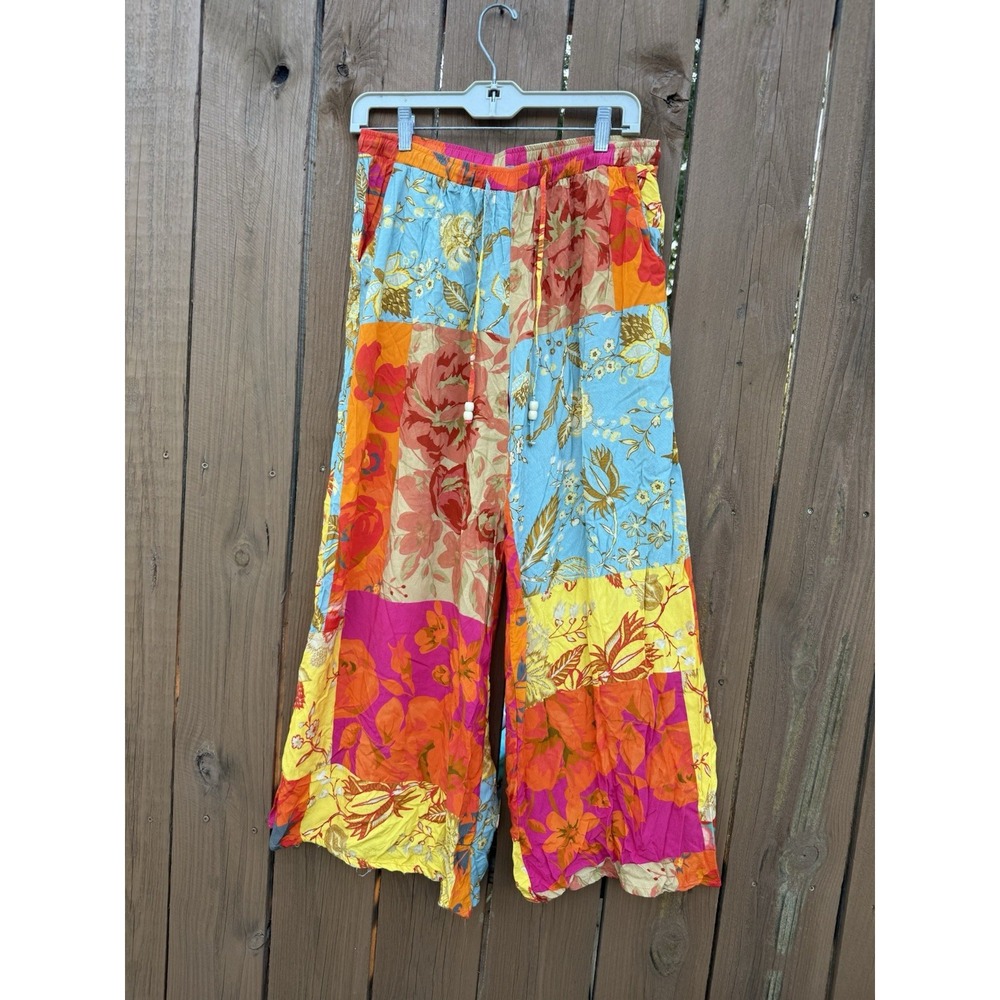 Christian Siriano Pants Womens‎ Med  Colorful Light Rayon Boho Hippie Patchwork